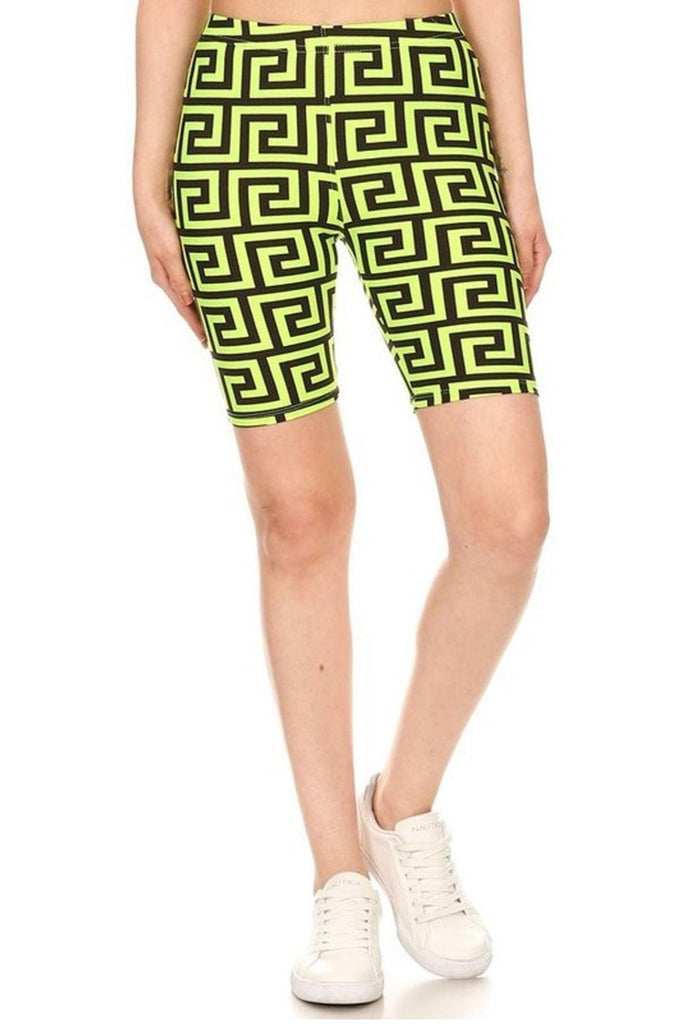 Women's Print Biker Shorts with Elastic Waistband FashionJOA