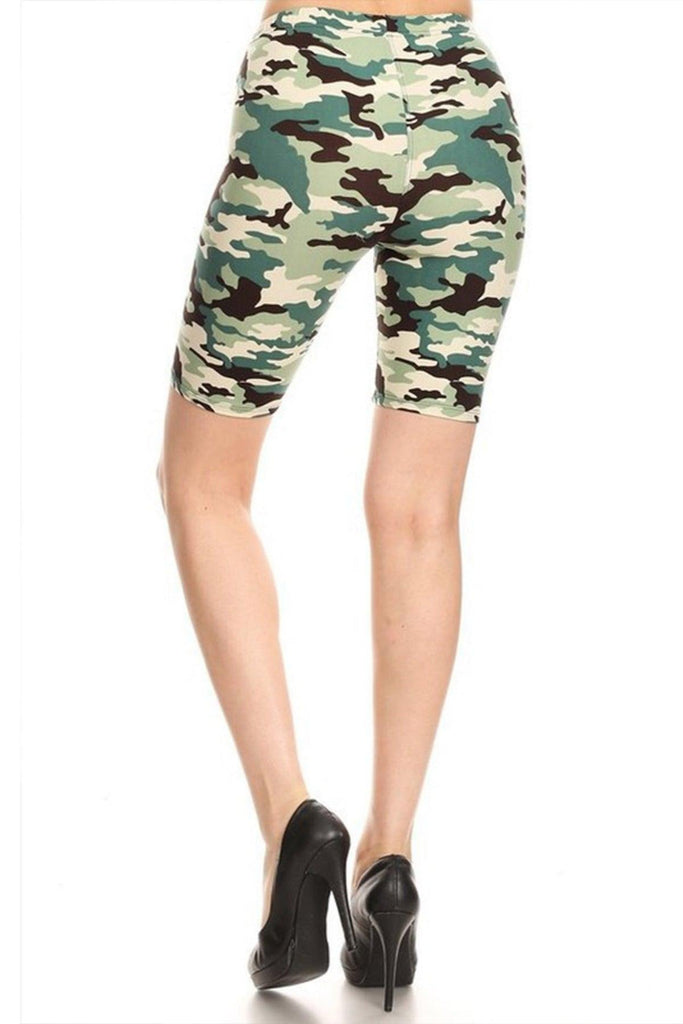 Women's Print Biker Shorts with Elastic Waistband FashionJOA