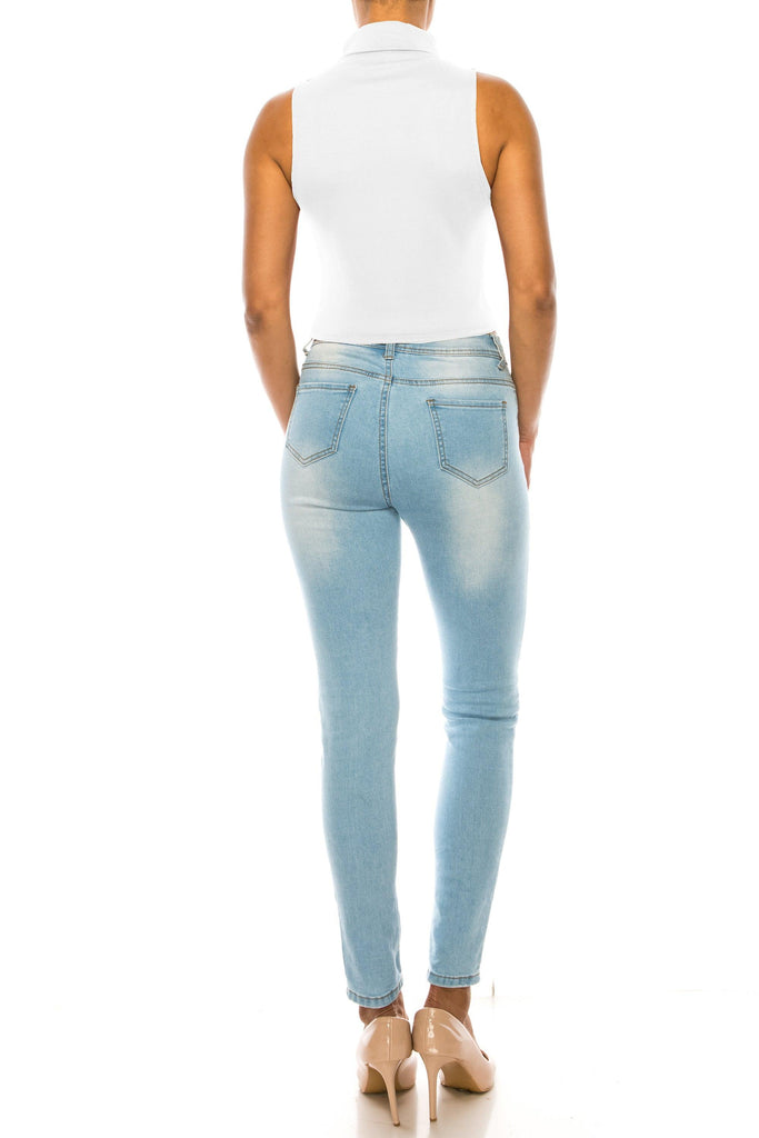 Women's Ribbed Sleeveless High Turtleneck Fitted Knit Crop Tank Top FashionJOA