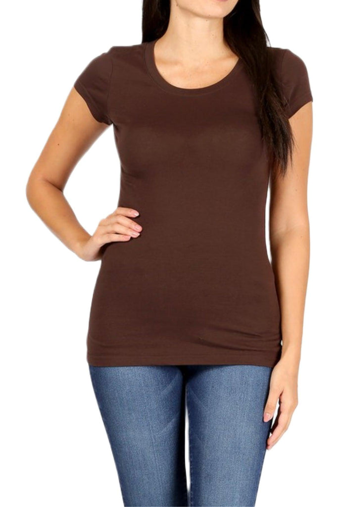 Women's Round Neck Short Sleeve Basic T-Shirt Top FashionJOA