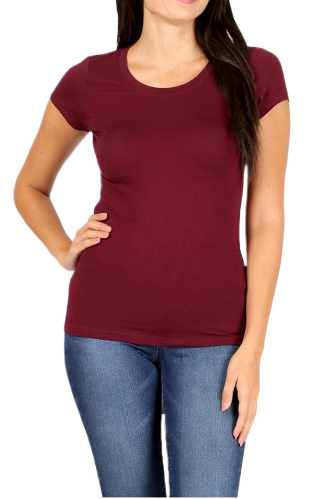 Women's Round Neck Short Sleeve Basic T-Shirt Top FashionJOA