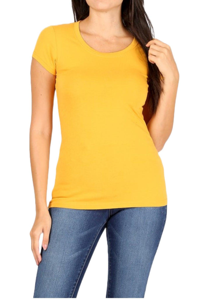 Women's Round Neck Short Sleeve Basic T-Shirt Top FashionJOA