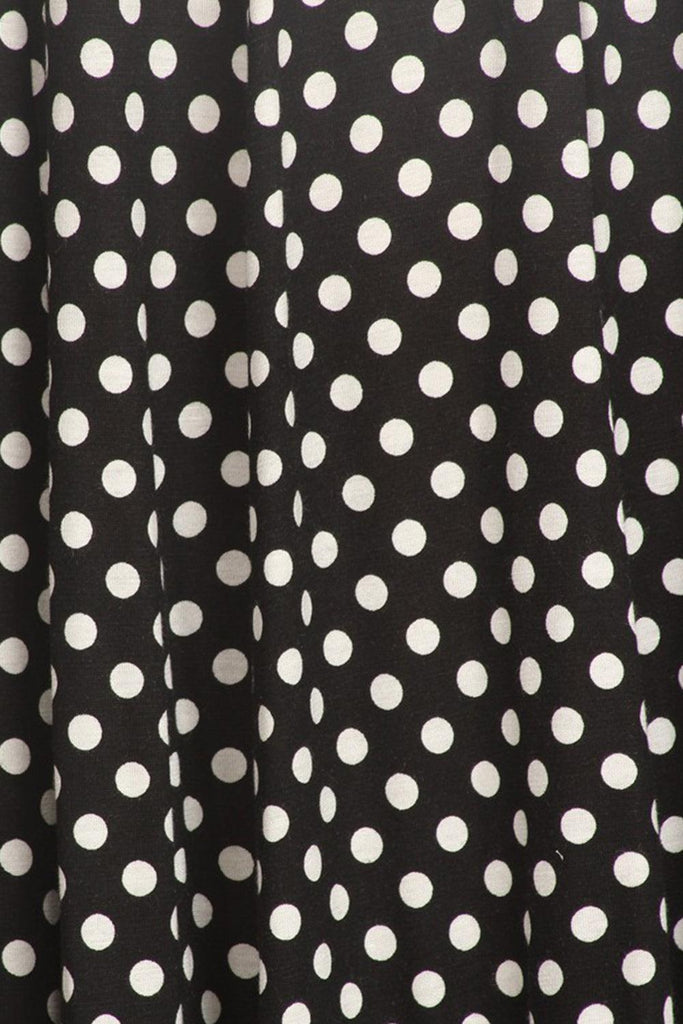 Women's Scoop Neck 3/4 Sleeve Polka Dot Patterned A-Line Midi Dress FashionJOA