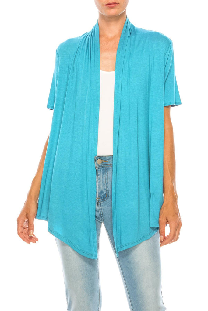 Women's Short Sleeve Open Front Cardigan FashionJOA