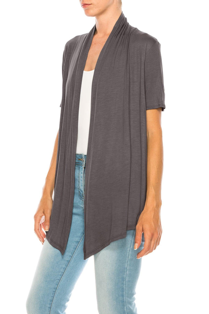 Women's Short Sleeve Open Front Cardigan FashionJOA