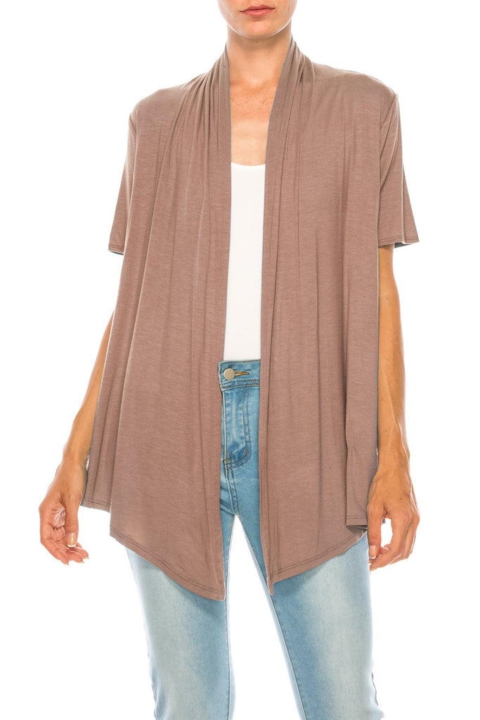 Women's Short Sleeve Open Front Cardigan FashionJOA