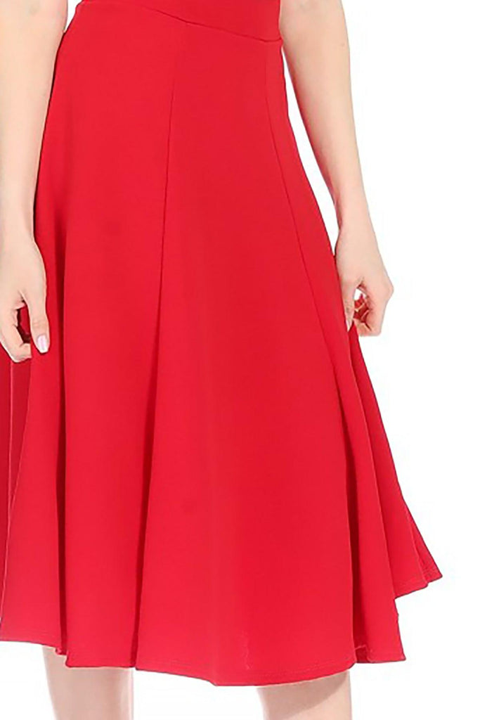 Women's Solid Flared Lightweight Elastic High Waist Long Midi A-line Skirt FashionJOA