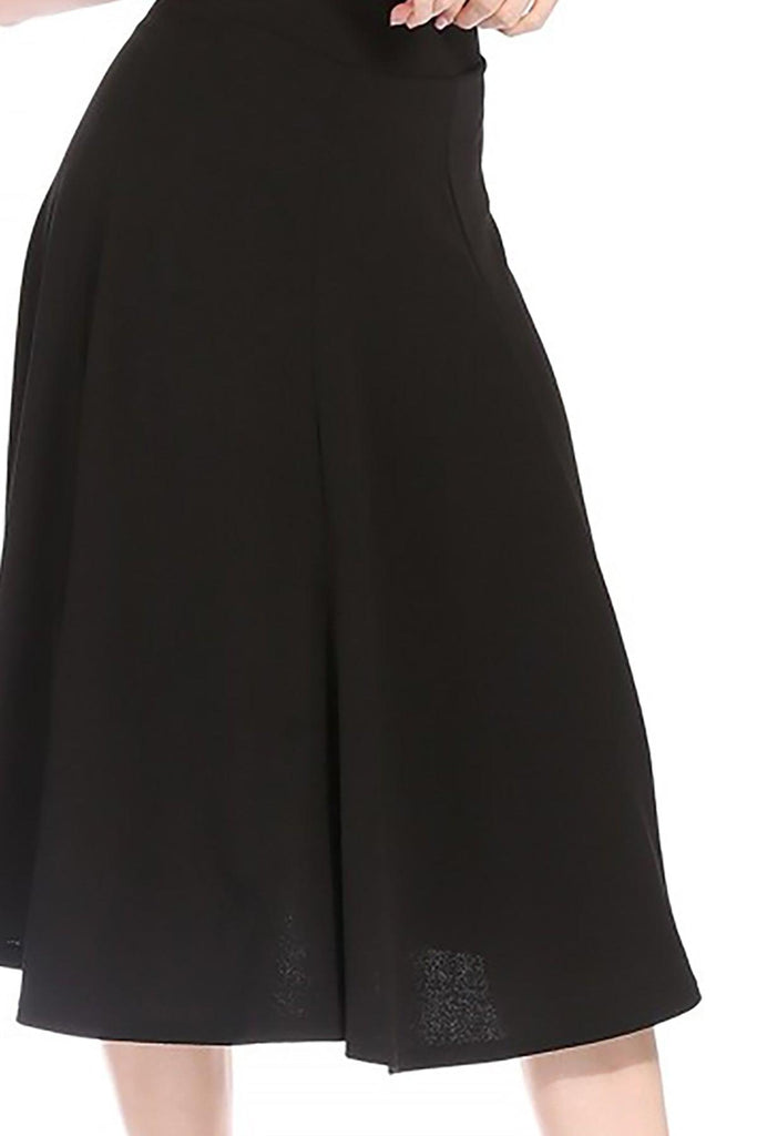 Women's Solid Flared Lightweight Elastic Long Midi A-line Skirt FashionJOA