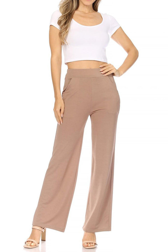 Women's Solid High Waist Loose Fit Wide Leg Bootcut Office Work Long Pants FashionJOA