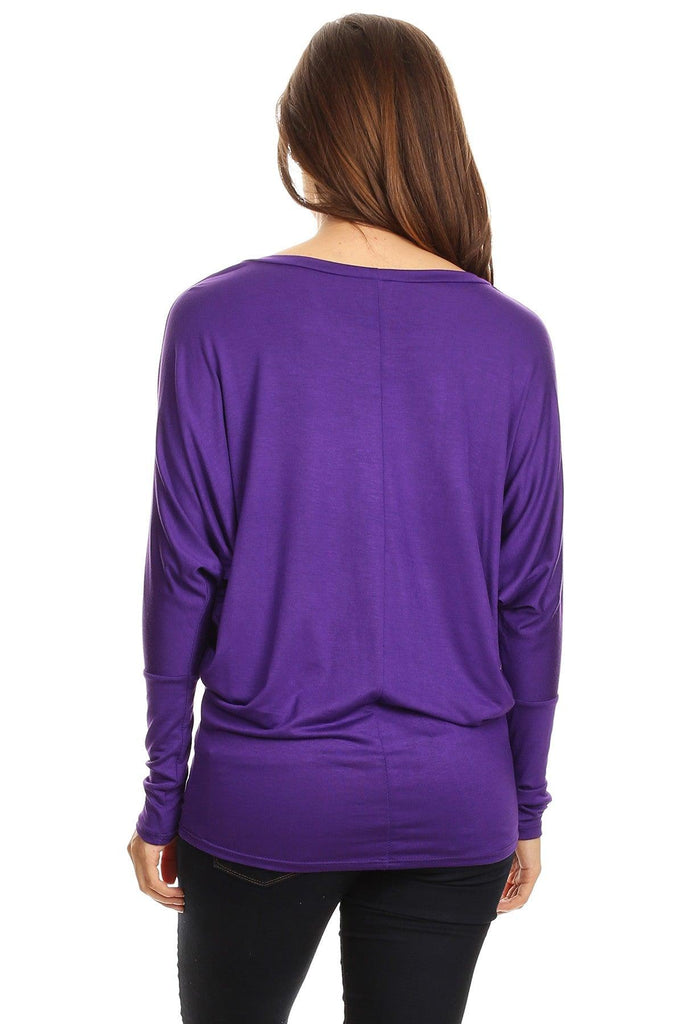 Women's Solid Jersey Knit Dolman Sleeve Tunic Top FashionJOA