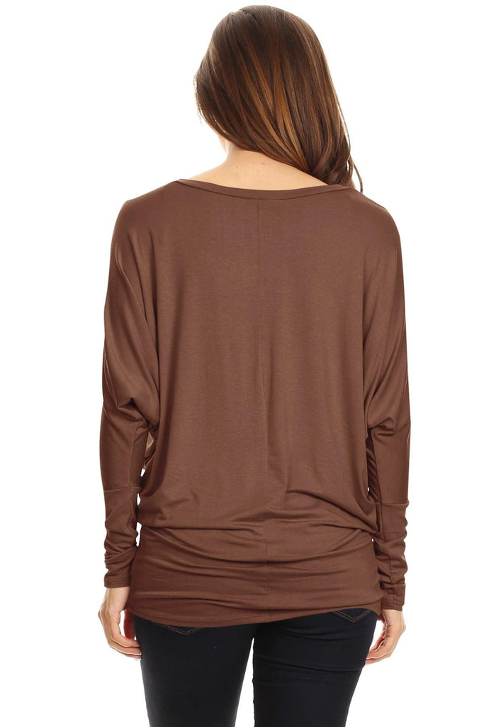 Women's Solid Jersey Knit Dolman Sleeve Tunic Top FashionJOA