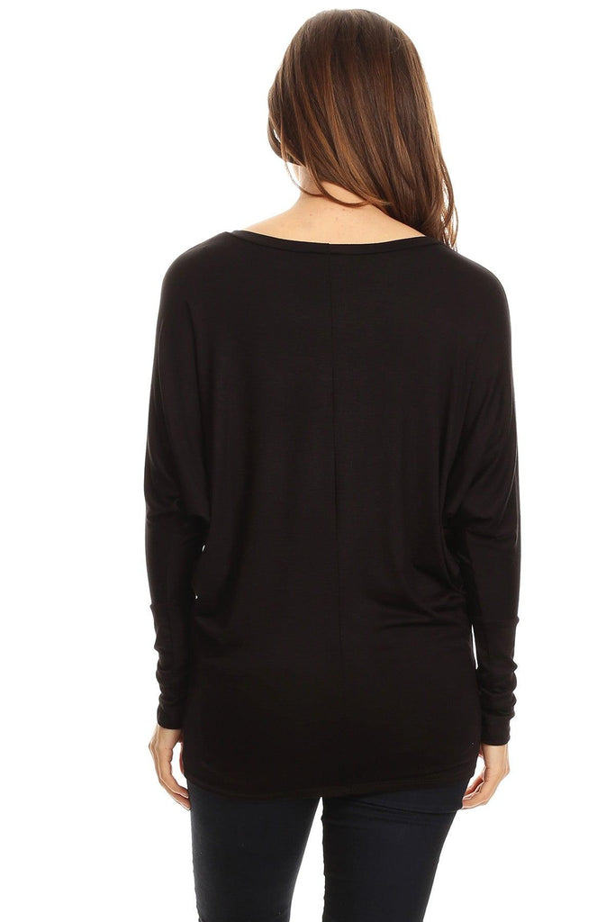 Women's Solid Jersey Knit Dolman Sleeve Tunic Top FashionJOA