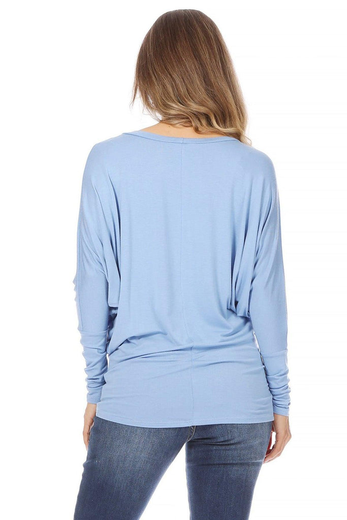 Women's Solid Jersey Knit Dolman Sleeve Tunic Top FashionJOA