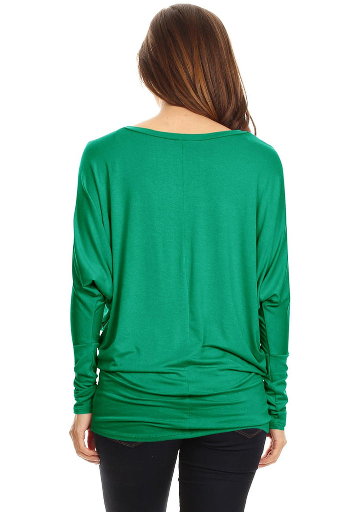 Women's Solid Jersey Knit Dolman Sleeve Tunic Top FashionJOA