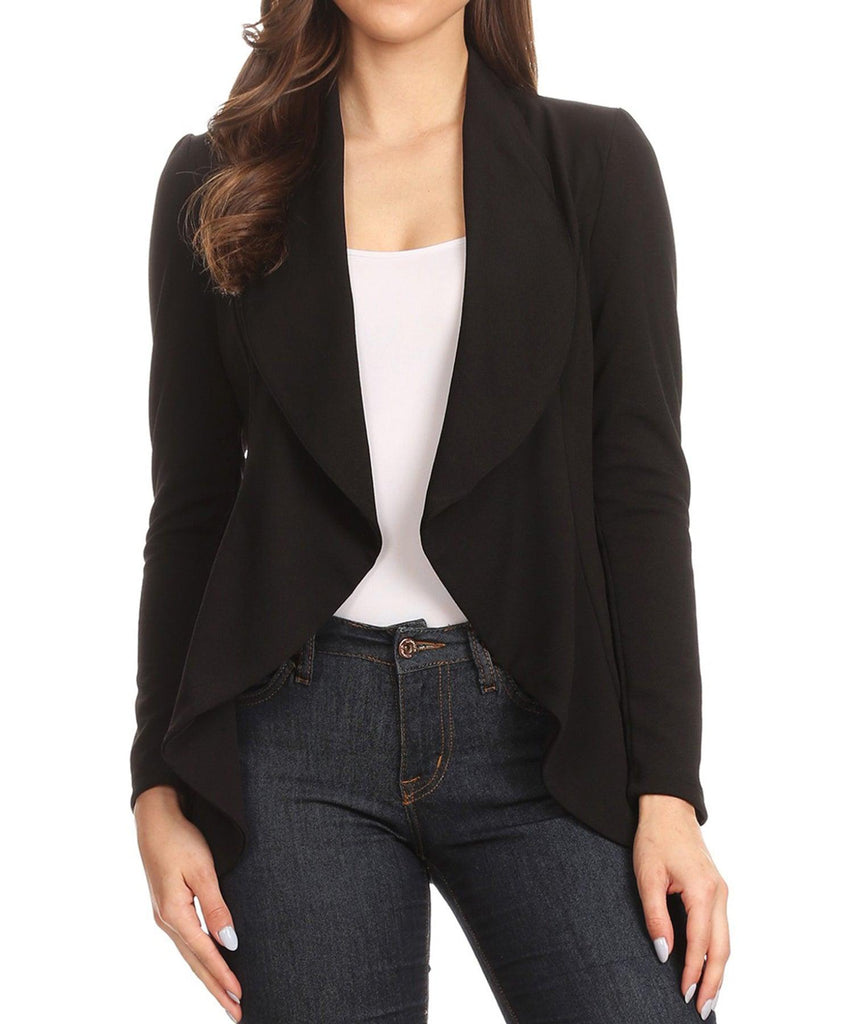 Women's Solid Long Sleeve Waist Length Open Front Office Blazer Pack of 2 FashionJOA