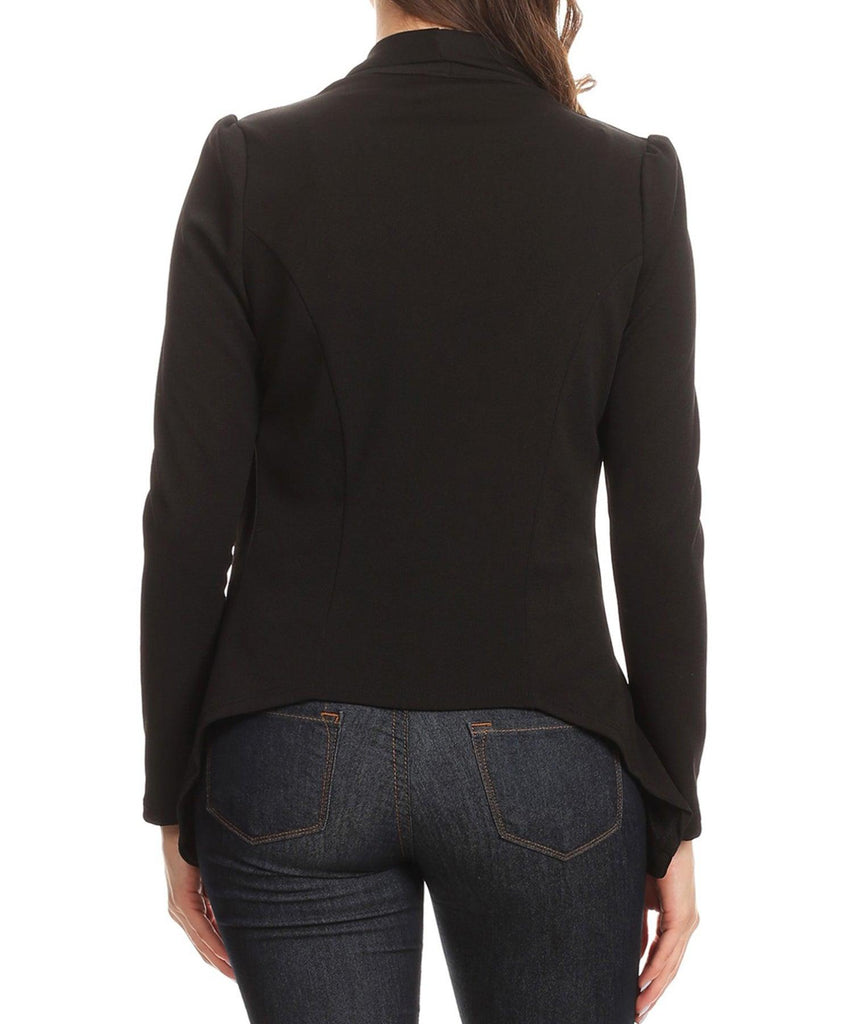 Women's Solid Long Sleeve Waist Length Open Front Office Blazer Pack of 2 FashionJOA