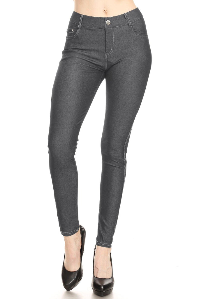 Women's Stretchy Comfy Pockets Solid Skinny Jeggings Jean Pants S-3XL FashionJOA