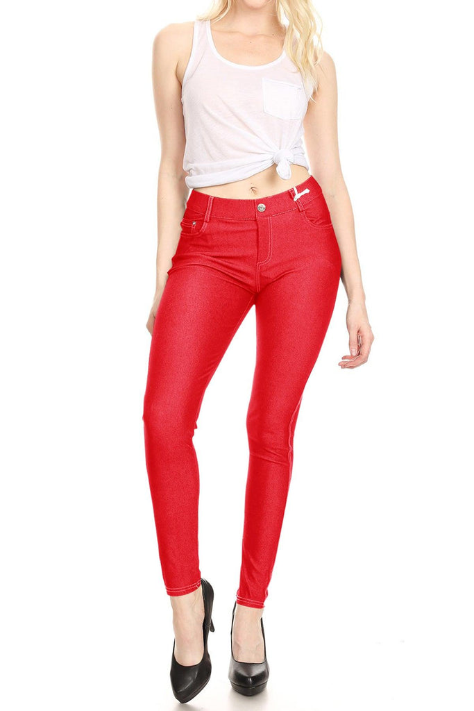 Women's Stretchy Comfy Pockets Solid Skinny Jeggings Jean Pants S-3XL FashionJOA
