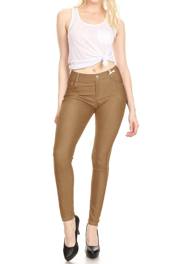 Women's Stretchy Comfy Pockets Solid Skinny Jeggings Jean Pants S-3XL FashionJOA