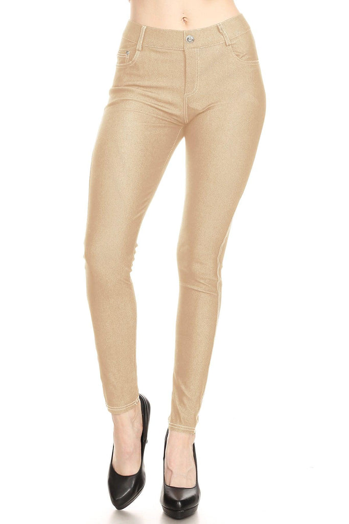 Women's Stretchy Comfy Pockets Solid Skinny Jeggings Jean Pants S-3XL FashionJOA
