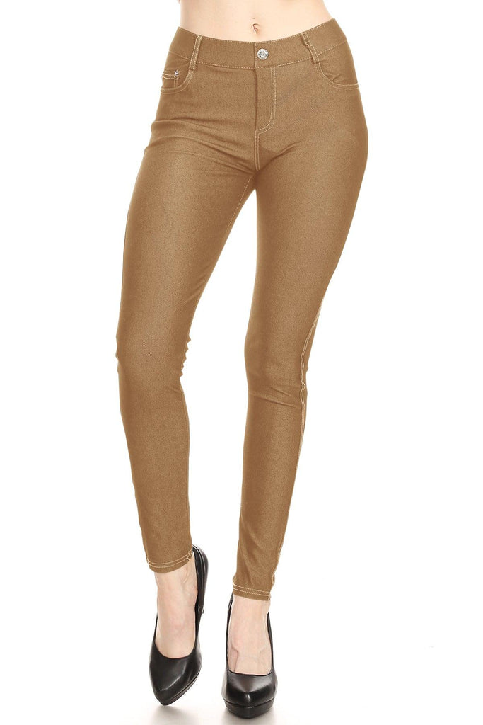 Women's Stretchy Comfy Pockets Solid Skinny Jeggings Jean Pants S-3XL FashionJOA