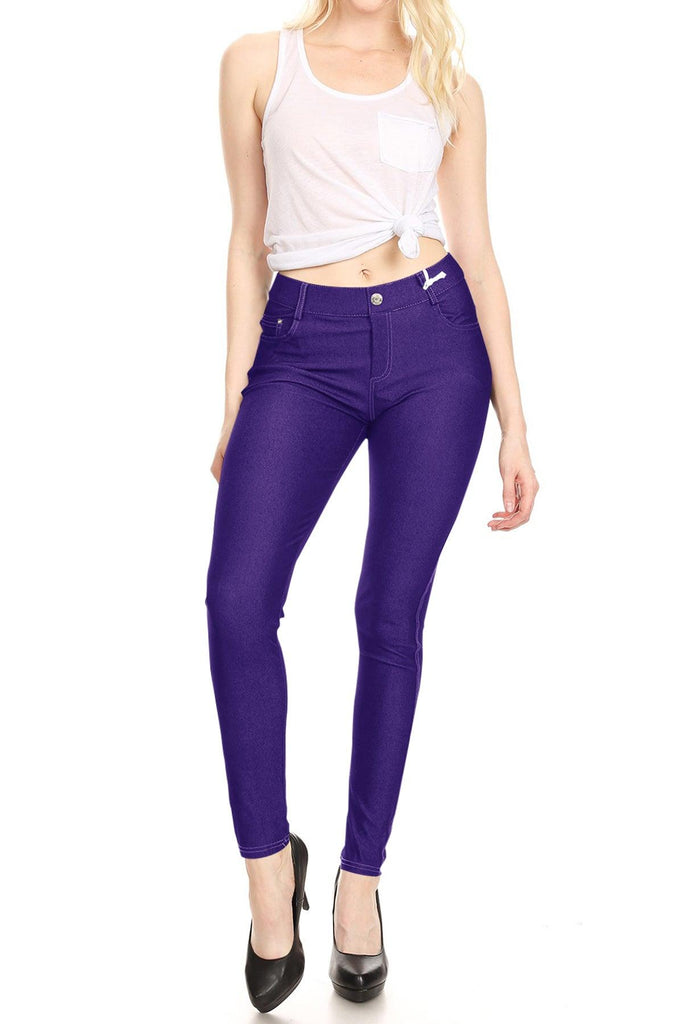 Women's Stretchy Comfy Pockets Solid Skinny Jeggings Jean Pants S-3XL FashionJOA