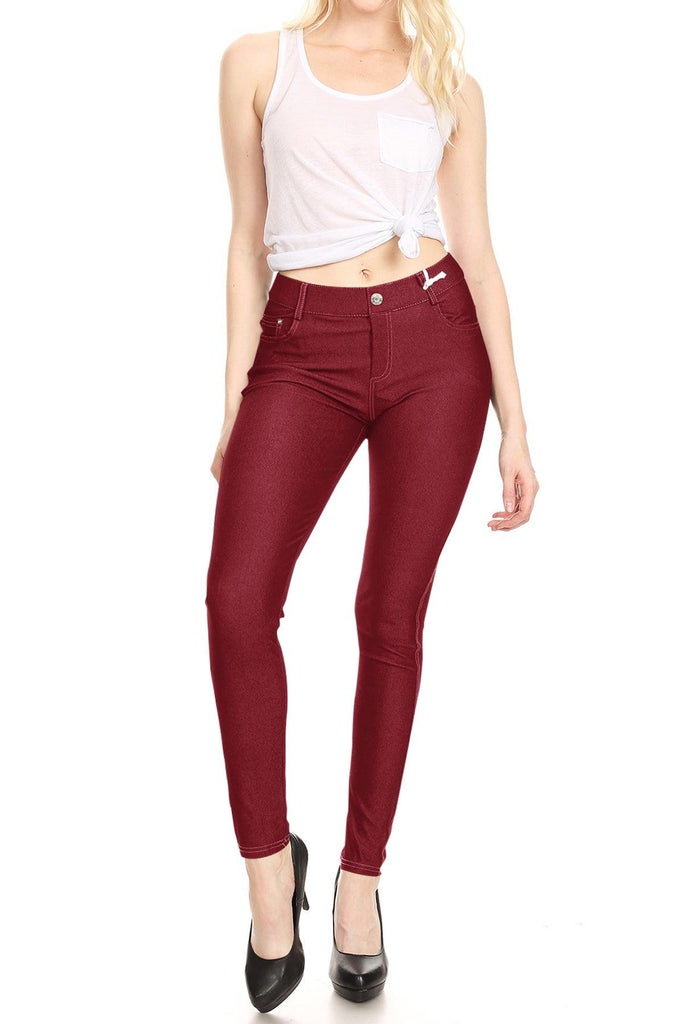 Women's Stretchy Comfy Pockets Solid Skinny Jeggings Jean Pants S-3XL FashionJOA