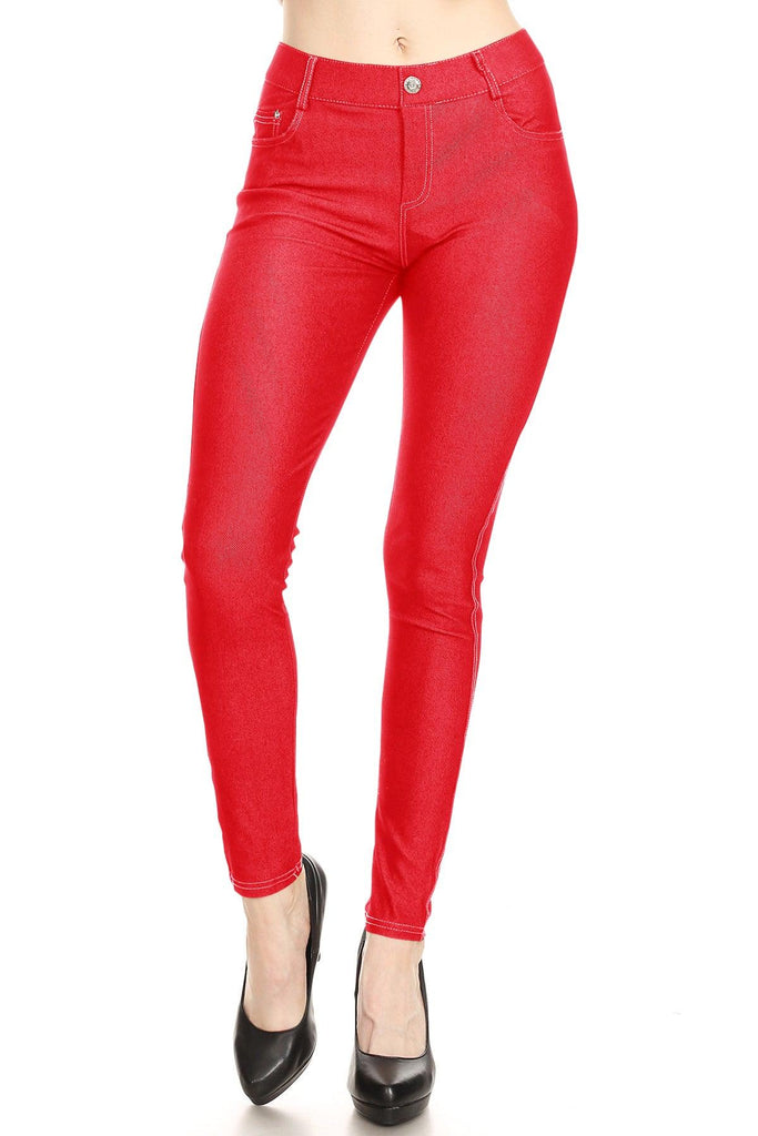 Women's Stretchy Comfy Pockets Solid Skinny Jeggings Jean Pants S-3XL FashionJOA