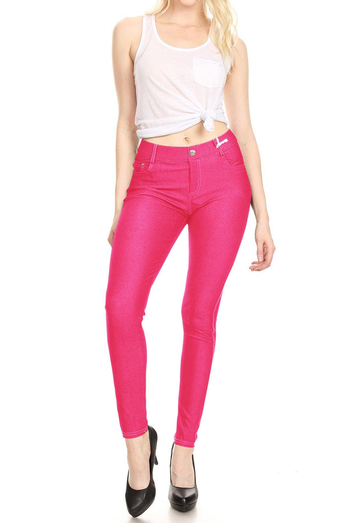 Women's Stretchy Comfy Pockets Solid Skinny Jeggings Jean Pants S-3XL FashionJOA