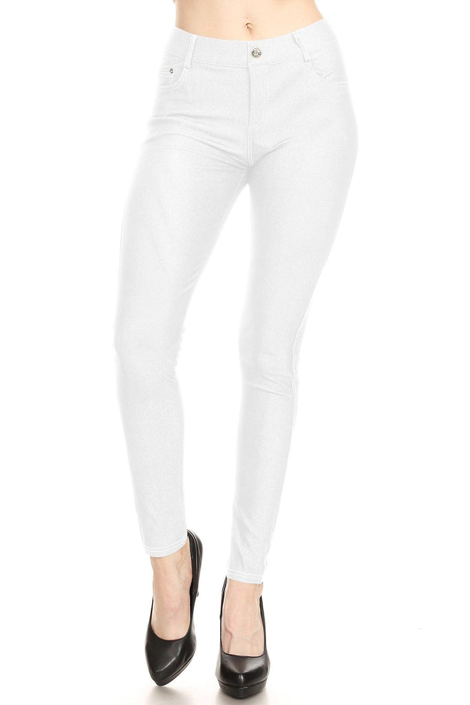 Women's Stretchy Comfy Pockets Solid Skinny Jeggings Jean Pants S-3XL FashionJOA