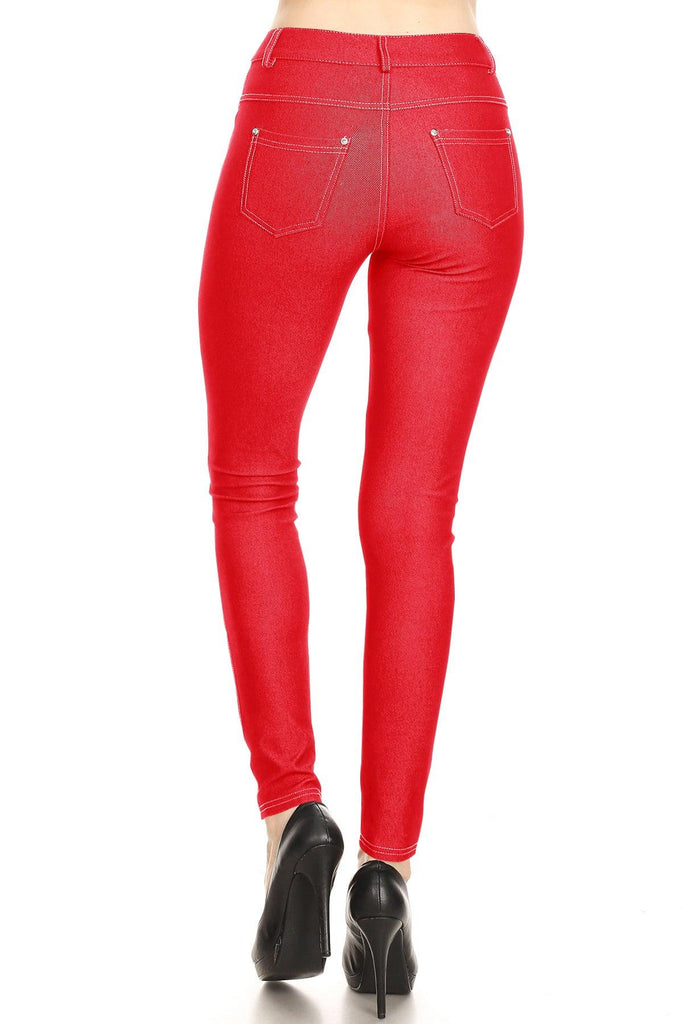 Women's Stretchy Comfy Pockets Solid Skinny Jeggings Jean Pants S-3XL FashionJOA
