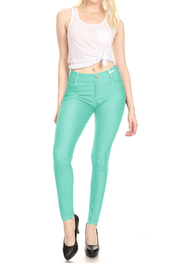 Women's Stretchy Comfy Pockets Solid Skinny Jeggings Jean Pants S-3XL FashionJOA