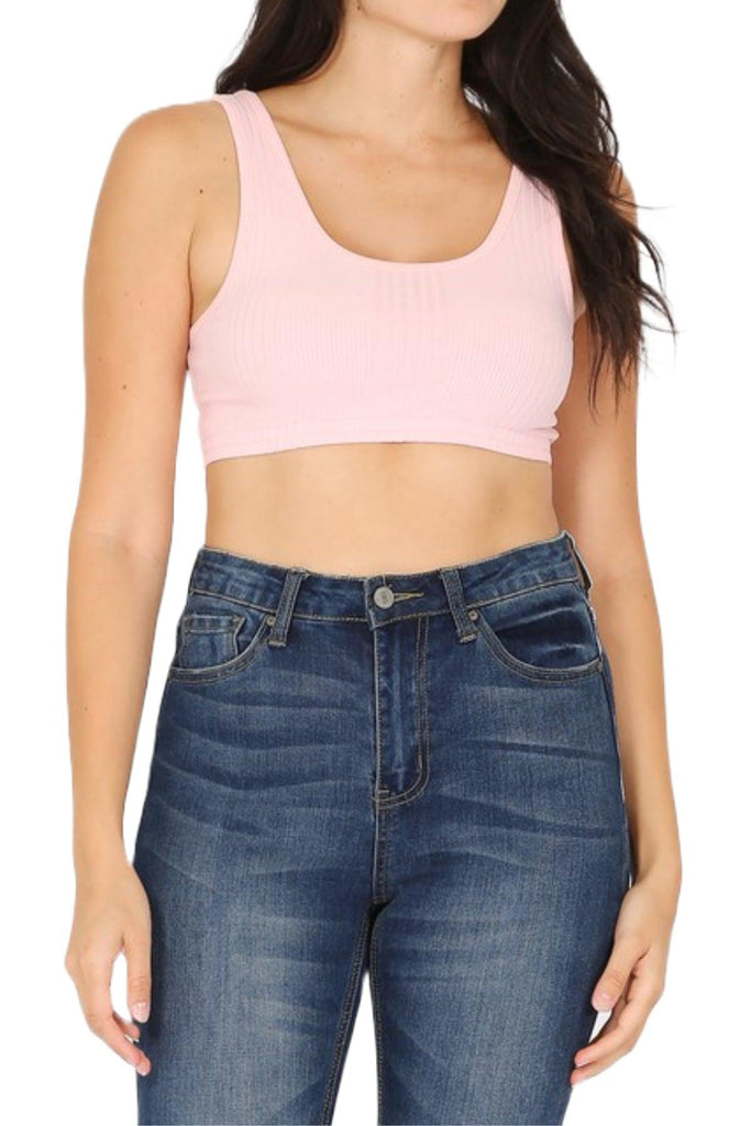 Women's Variegated Rib Crop Bra Tank Top FashionJOA