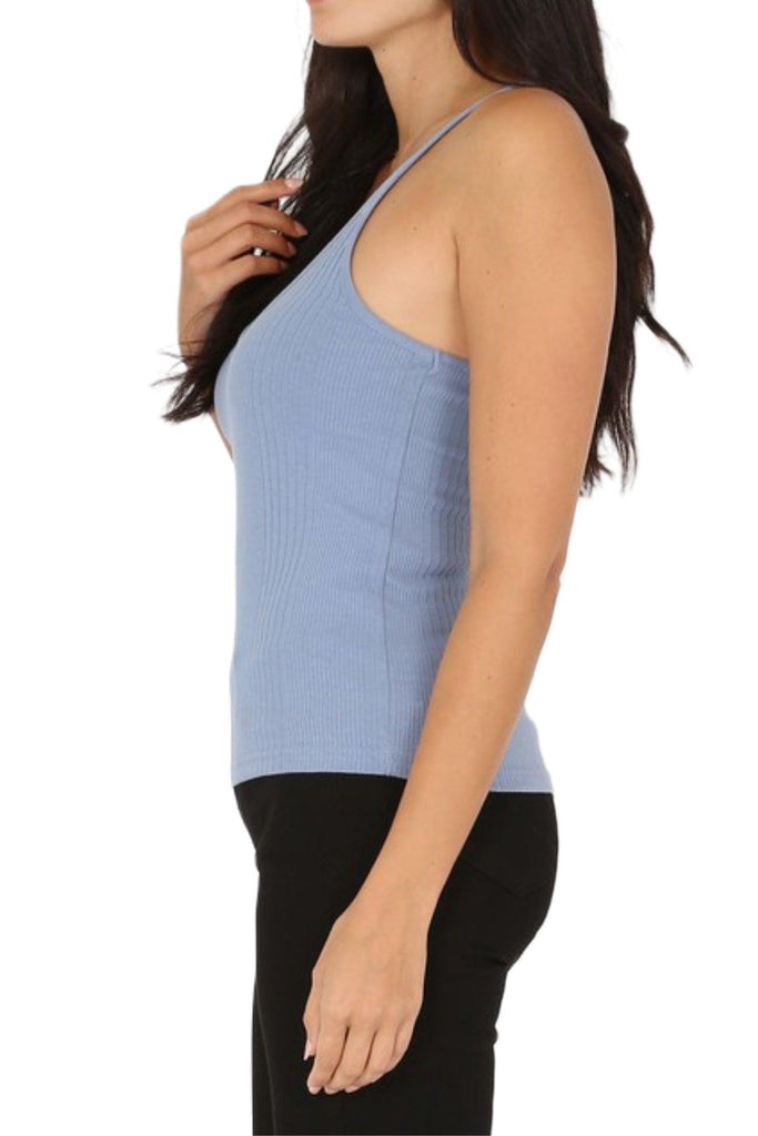 Women's Variegated Rib V Neck Tank Top FashionJOA