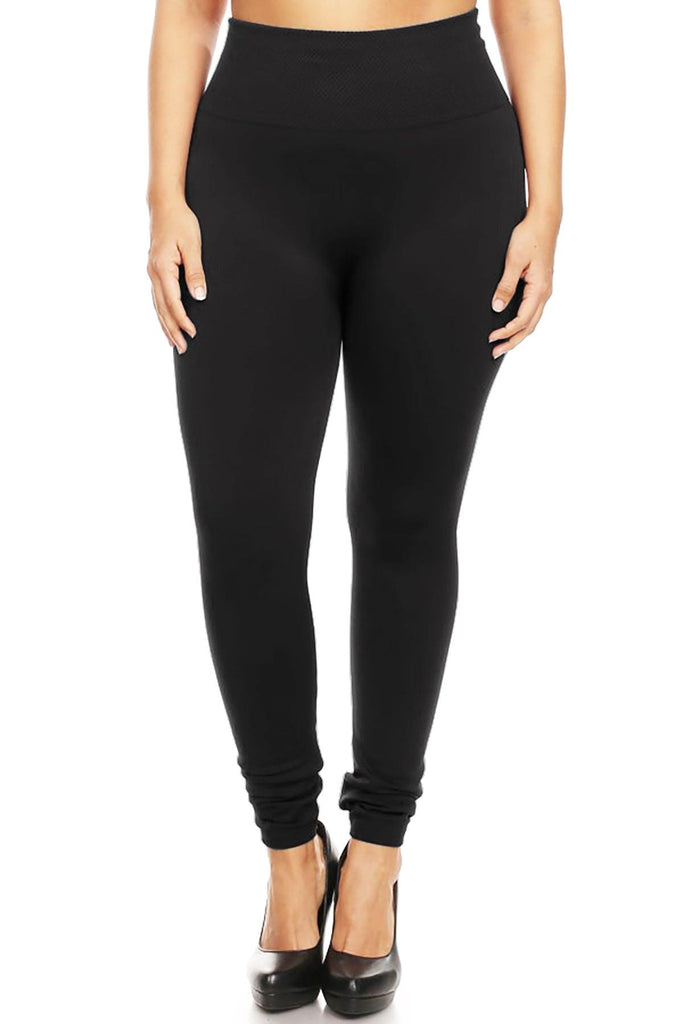 Women's Women's Plus Size Banded Waist Leggings with Fleece Lining FashionJOA