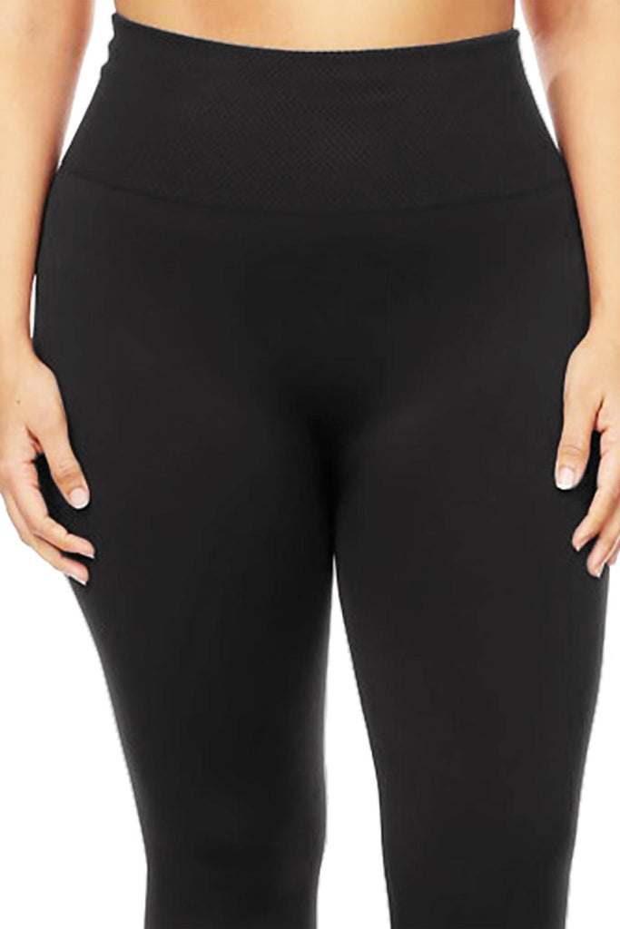 Women's Women's Plus Size Banded Waist Leggings with Fleece Lining FashionJOA