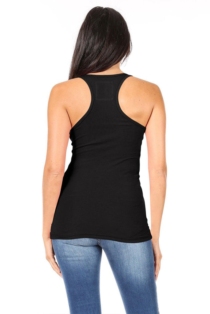 Womens Casual Ribbed Racerback Solid Stretch Cami Tank Top FashionJOA