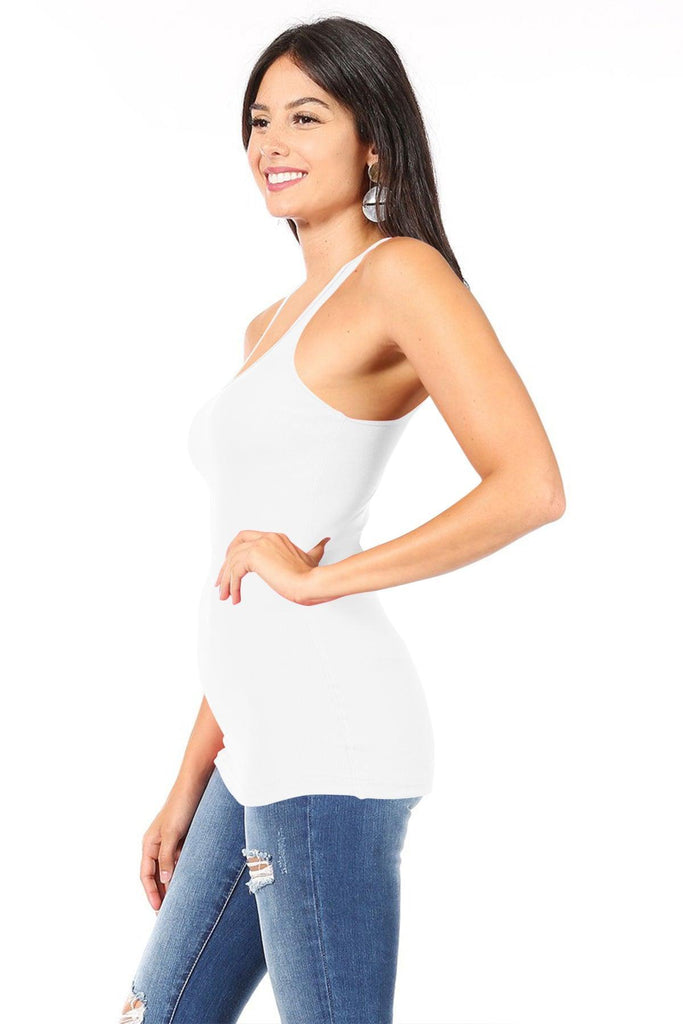 Womens Casual Ribbed Racerback Solid Stretch Cami Tank Top FashionJOA