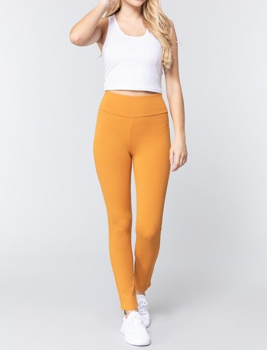 WAIST BAND LONG PONTE PANTS - FashionJOA