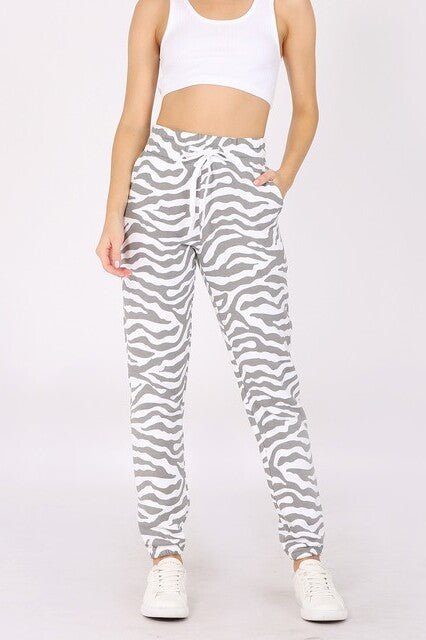 High Waist Animal Print Fleece Sweatpants - MOA Collection